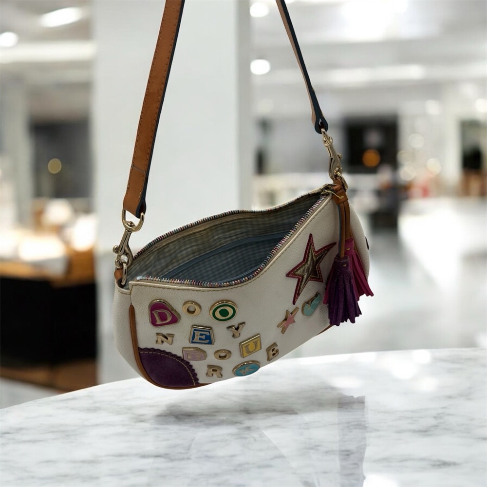 Stylish Cream and Purple Women's Bag